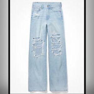 American Eagle Outfitters Sky Blue Distressed Straight Jeans